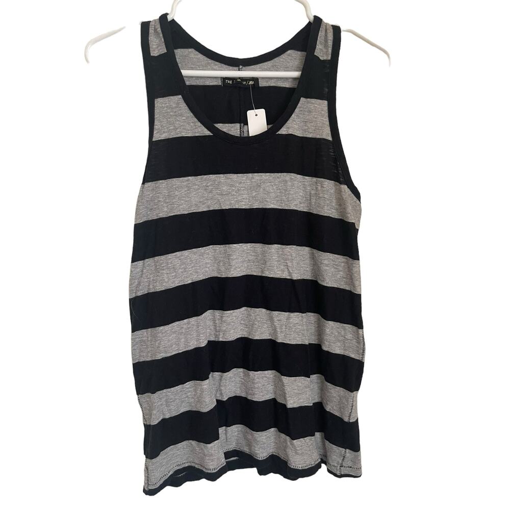 EUC Auth Rag & Bone Striped Tank Top Black Gray Size XS